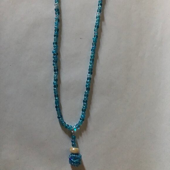 handmade hand beaded bead necklace 17" long - Picture 1 of 8